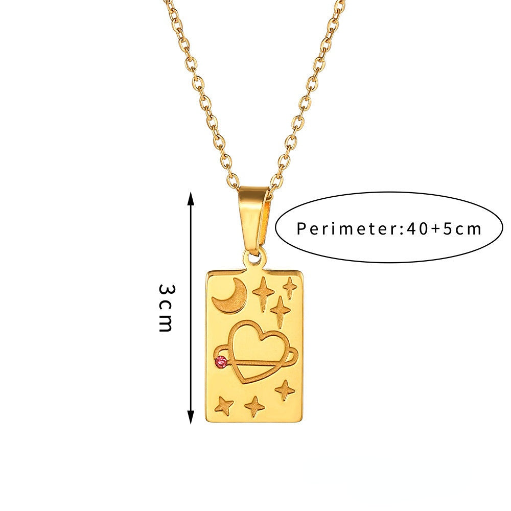 Venta al por mayor collar colgante grabado Tarot de acero inoxidable